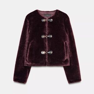 Zara FAUX FUR JACKET WITH FIREMAN CLASPS